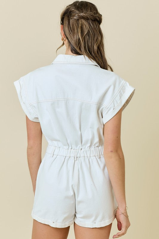 White Denim Romper