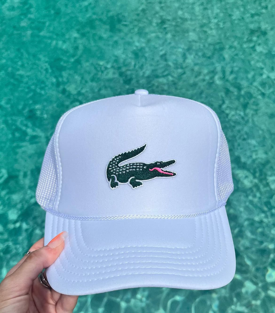 White Alligator Trucker Hat