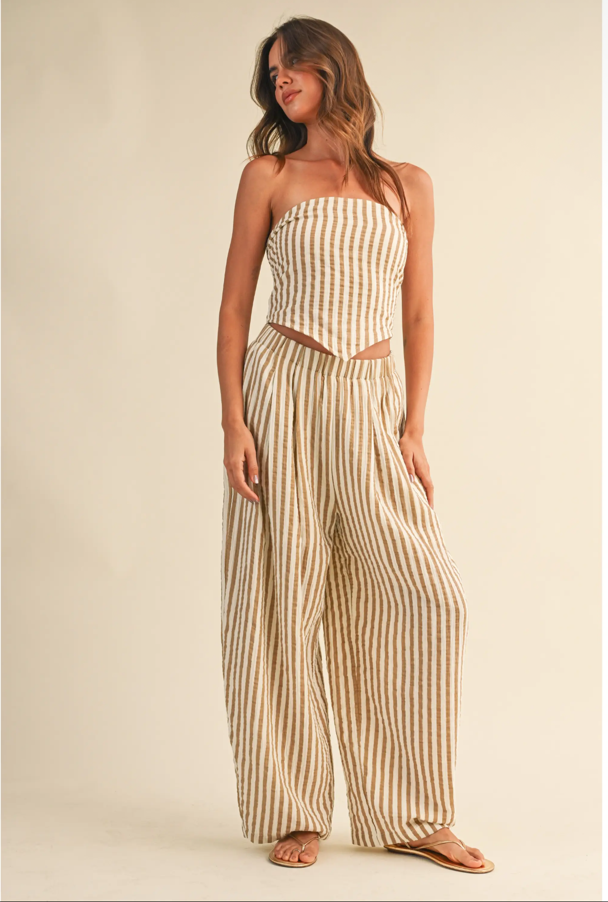 Stripped linen top