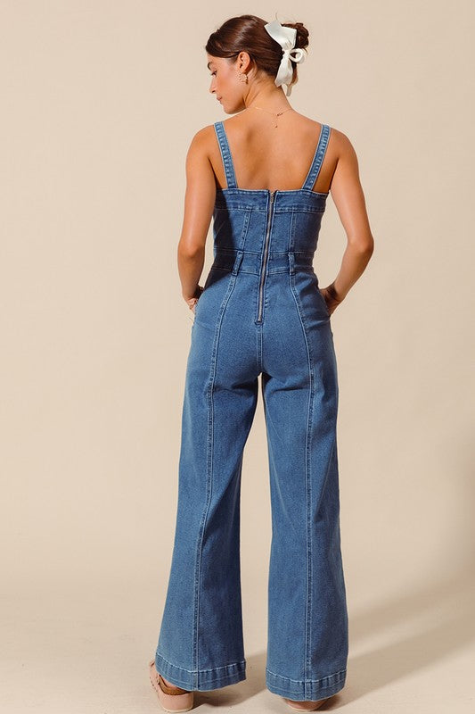 Denim Wide Leg Jumpsuit