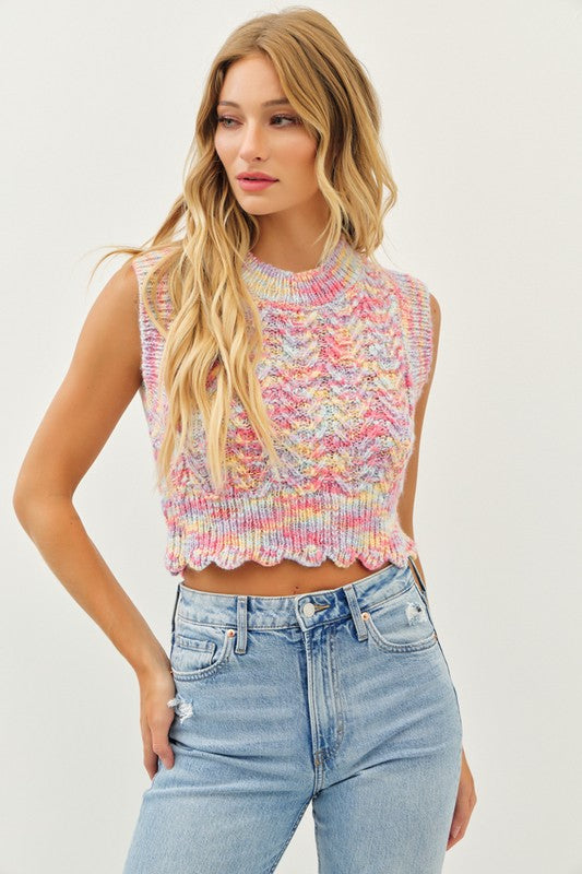 Scallop Cable Knit Top