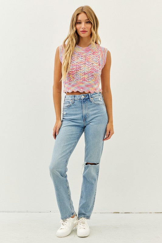 Scallop Cable Knit Top