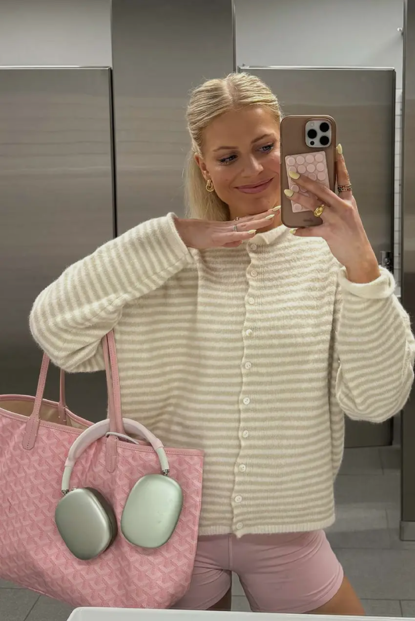 Apricot Striped Cardigan