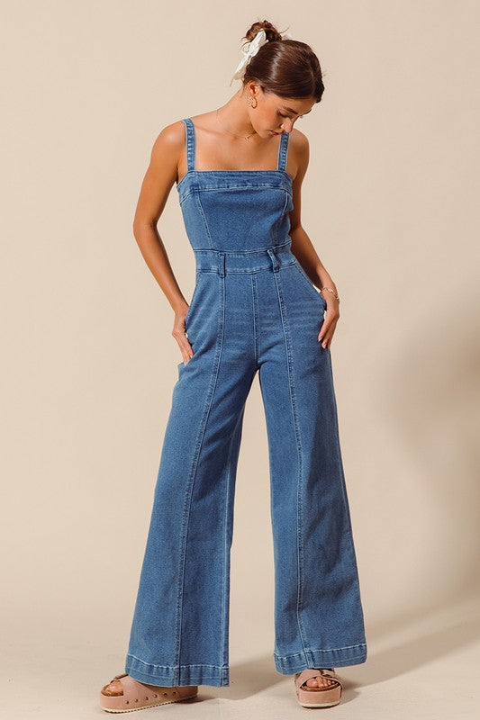 Denim Wide Leg Jumpsuit