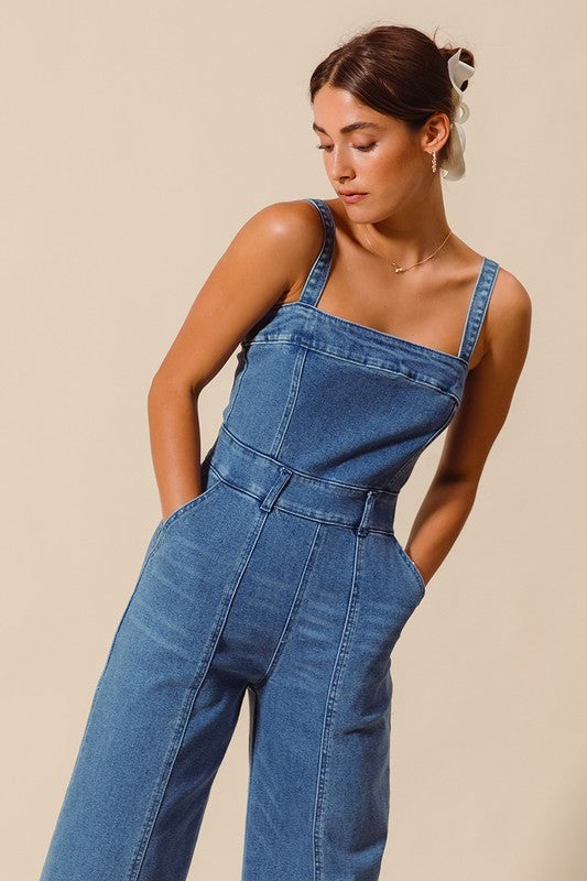 Denim Wide Leg Jumpsuit