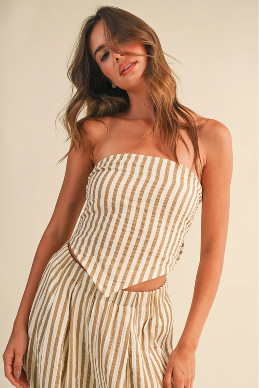 Stripped linen top