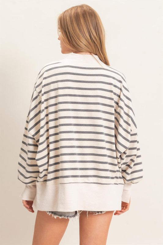 striped mock neck