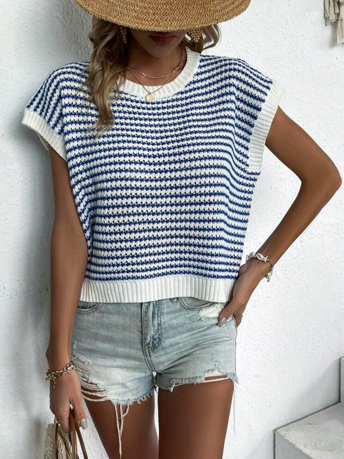 Blue Striped Top