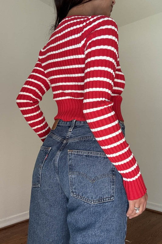 Red Keyhole Cardigan