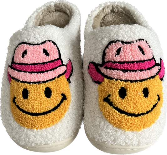 Cowboy Smiley Face Slippers
