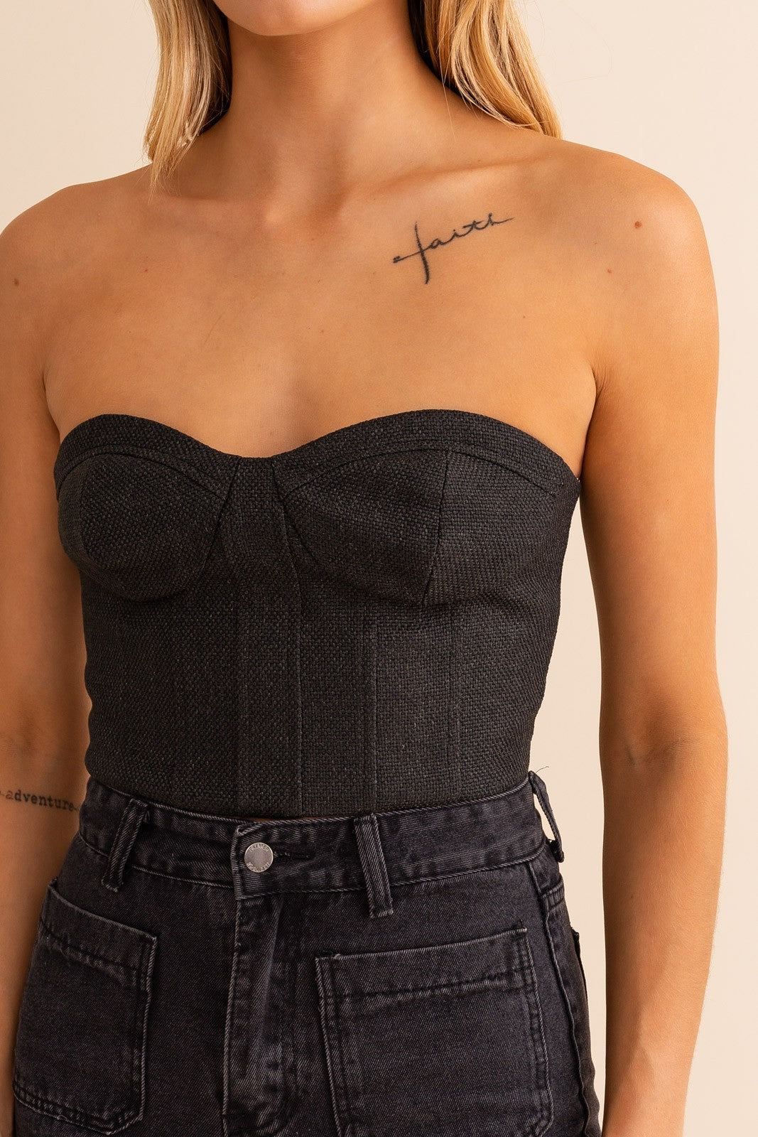 Black Tweed Corset Top